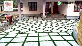 Natural Stone With Grass  Landscaping Stone Work  natural stone paving tamilnadu  Stone Flooring [upl. by Nomla]