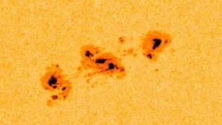 NASA SDO  Traveling Sunspots Feb 7  20 2011 [upl. by Ahseetal]