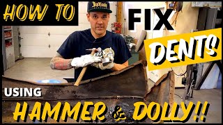 How To Use a Hammer amp Dolly to Smooth DENTS in Sheet Metal  Sheet Metal Repair Techniques PART 1 [upl. by Oab484]