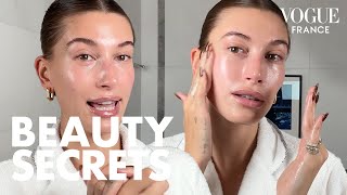 Hailey Biebers skincare routine for a super glowy complexion  Vogue France [upl. by Durand235]