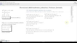 Normirani oblik kvadratne jednačineVieteove formulematematika za drugi razred sš [upl. by Layney842]