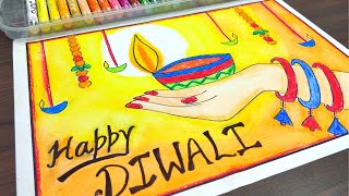 Drawing for Diwali easyDiwali drawing very easy Diwali paintingHow to draw Diwali festival [upl. by Latsyc174]