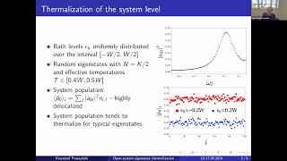 Krzysztof Ptaszynski Opensystem eigenstate thermalization in a noninteracting integrable model [upl. by Rock]