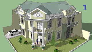 Sketchup tutorial Make a house building Part 1 [upl. by Hausmann]