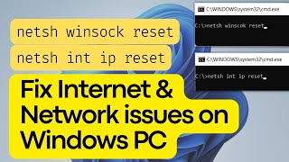 netsh reset commands  Fix Internet amp Network issues on Windows PC [upl. by Kinney]