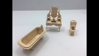 3D Woodcraft Construction Kit DIY How to Assembly the Wooden Shower Room [upl. by Lekym]