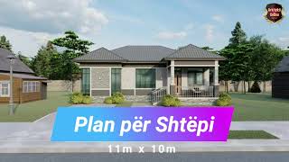 Plan per shtepi njekateshe 10x11 metra 4 dhoma gjumi 3 banjo  Arkitekti Online [upl. by Spatz]