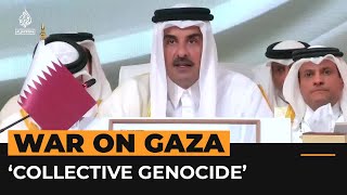 Qatar’s Emir says what is happening in region is ‘collective genocide’  AJ shorts [upl. by Bonn]