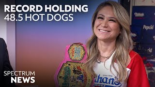 Miki Sudo Gears up for Nathans Hot Dog Eating Contest  Spectrum News [upl. by Kcirdle628]