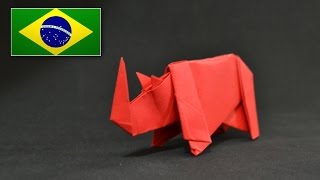 Origami Rinoceronte  Instruções em português PT BR [upl. by Akinek]