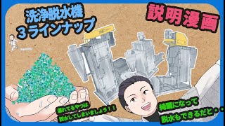 洗浄脱水機 説明漫画動画 マテリアルリサイクルの産業機械の強い味方 [upl. by Edahs980]