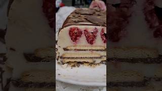 🎂No bake  weißer kalter Hund mit Himbeeren 😋😋 shorts food nobake [upl. by Jarlathus]