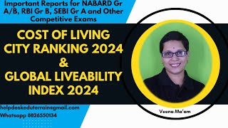 Global Liveability Index 2024 I Important reports for NABARD Gr AB  RBI Gr B  SEBI Gr A [upl. by Eeloj]