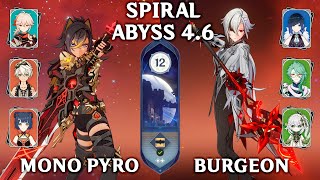 Dehya Mono Pyro amp Arlecchino Burgeon Spiral Abyss 46 Genshin Impact 46 [upl. by Kcirdes]