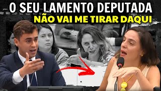 Lacradora esquerdista T0M0U UMA SURR4 do Nikolas e da Bia Kices após tumultuar e lacrar no debate [upl. by Annayad]