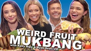 Weird Fruit Mukbang with Kelly Ripa amp Ryan Seacrest  Merrell Twins [upl. by Dowdell]