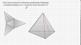 Ostrosłup prawidłowy trójkątny  pole [upl. by Afinom]
