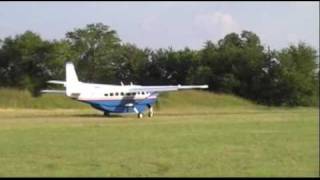 Texas Turbine 900 SHP Grand Caravan Takeoff and Landing on Grass Strip [upl. by Anid]