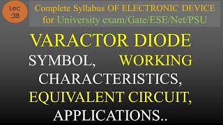 Lec 38 Varactor DiodeSymbol Working CharacteristicsEquivalent Circuit Applications  EDC [upl. by Aney]