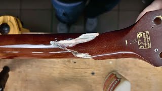 How to repair heavily damaged guitar neck  Guitar head broken [upl. by Intyrb]