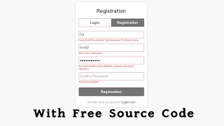 Login Registration Form Validation in JavaScript With Source Code [upl. by Janina]