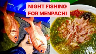 NIGHT FISHING for MENPACHI in Hawaii  Sumo Menpachi Ramen plus Gyotaku fishprint [upl. by Wrennie]