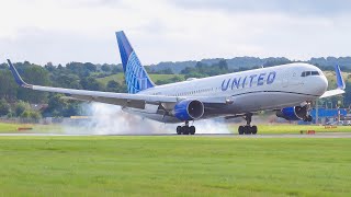 4K United Boeing 767300ER Landing at Edinburgh Airport [upl. by Phaedra322]