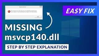 Fix MSVCP140dll Missing or Not Found In Windows 1110  2024 Updated [upl. by Brianna]