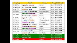 World Cup 2019 Schedule amp Time Table Cricket [upl. by Lowery581]