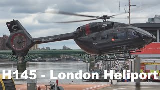 H145 VIP helicopter landing engine start and takeoff at London Heliport MAJOR [upl. by Fuller]