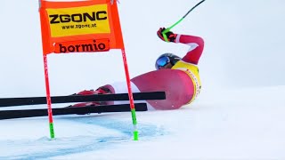 AUDI FIS Ski World Cup  Mens downhill  Bormio ITA Dec 28 2023 Marco Schwarz crash [upl. by Alduino]