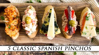 5 Classic Spanish Pinchos  Quick amp Simple Tapas Recipes [upl. by Anizor]