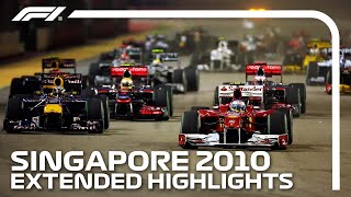 Alonso amp Vettel Battle It Out For Top Spot  Extended Race Highlights  2010 Singapore Grand Prix [upl. by Hermes421]