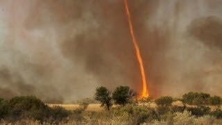 Tornado Engulfed by Fire Caught on Tape  Good Morning America  ABC News [upl. by Anifares880]