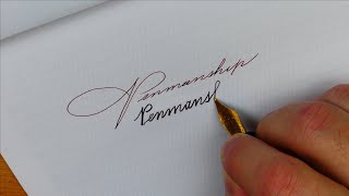 How to write “Penmanship” in three different handwriting styles Spencerian Cursive and Copperplate [upl. by Quint]