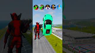 🚘CR7 vs Messi vs Mbappe vs Neymar vs Deadpool Characters ⚽️beamngdrive simulator shorts football [upl. by Yauqram]