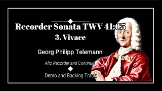 3 Vivace  Recorder Sonata TWV 41C5  Georg Philipp Telemann  Demo and Backing Track [upl. by Sailesh300]