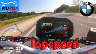 BMW F900R 2023  TOPSPEED on AUTOBAHN  GPS 229 kmh [upl. by Yoreel]