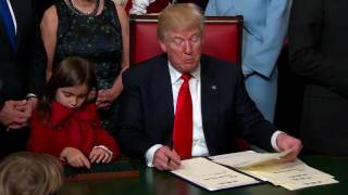 WATCH FIRST DAY On The Job Donald Trump Signs New Laws [upl. by Mccoy335]