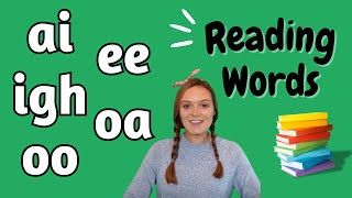 ai ee igh oa oo  Digraphs amp Trigraph  Phonics Practice  Learn to Read  British Teacher [upl. by Sibell]