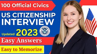 Most Updated with Easy Answer USCIS Official 100 Civics Questions amp Answers Citizenship Interview [upl. by Kcirdor]