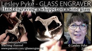 Glass engraving for beginners  Whippet on a wine glass [upl. by Mulderig507]