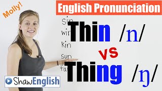 English Pronunciation Thin n vs Thing ŋ [upl. by Yeslaehc]