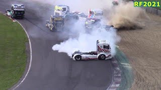 Crashes amp action British Truck racing meeting Brands Hatch 5 June 2021 [upl. by Kimmel785]