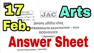 ECONOMICS Question Paper Answer key 2024  JAC Board Exam 2024 Class 12 Economics Arts answer sheet [upl. by Daffi]