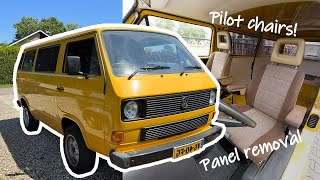 Swapping Seats and Gaining Space  Building our dream Volkswagen T3 camper van [upl. by Ahsyia]