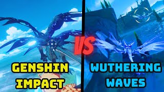 Genshin Impact vs Wuthering Waves STORM TERROR DVALIN vs Mourning AIX  Better Flying Fight [upl. by Akeit]