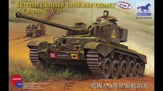 Bronco Models British Cruiser Tank A34 Comet Inbox Review [upl. by Enialedam]