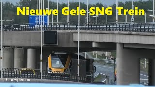 Eerste Gele NS SNG Trein Transport bij Botlek Rotterdam Viaduct [upl. by Eedrahs840]