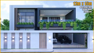 Modern House  House Design 2 Storey  12m x 15m with 5 Bedrooms [upl. by Kuehnel]